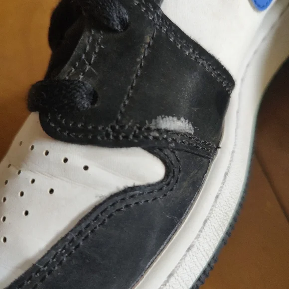 Nike Air Jordan 1 Mid Black and White with Racer Blue Accents - Picture 10 of 13